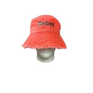 ChokLids Rebel Bucket Hat Coral Orange Cotton Frayed Bendable Wire Brim